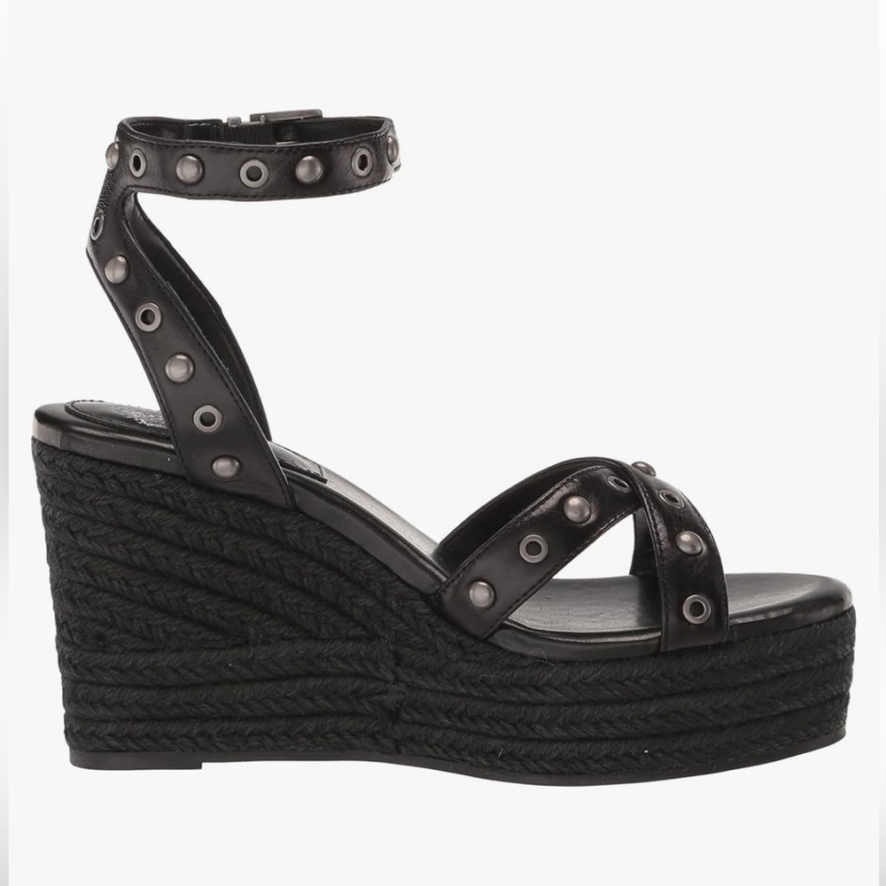 Vince Camuto Black Studded Wedge Sandals